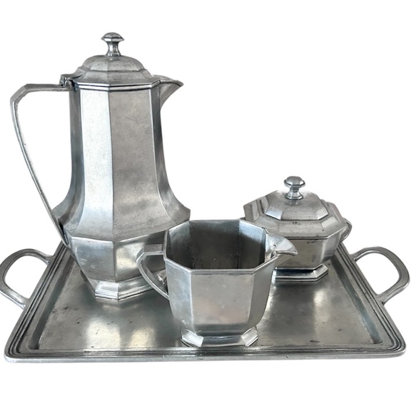 MARINONI Arte Italica Pewter MCM 4 Piece Coffee Service Made in Italy - Picture 1 of 16